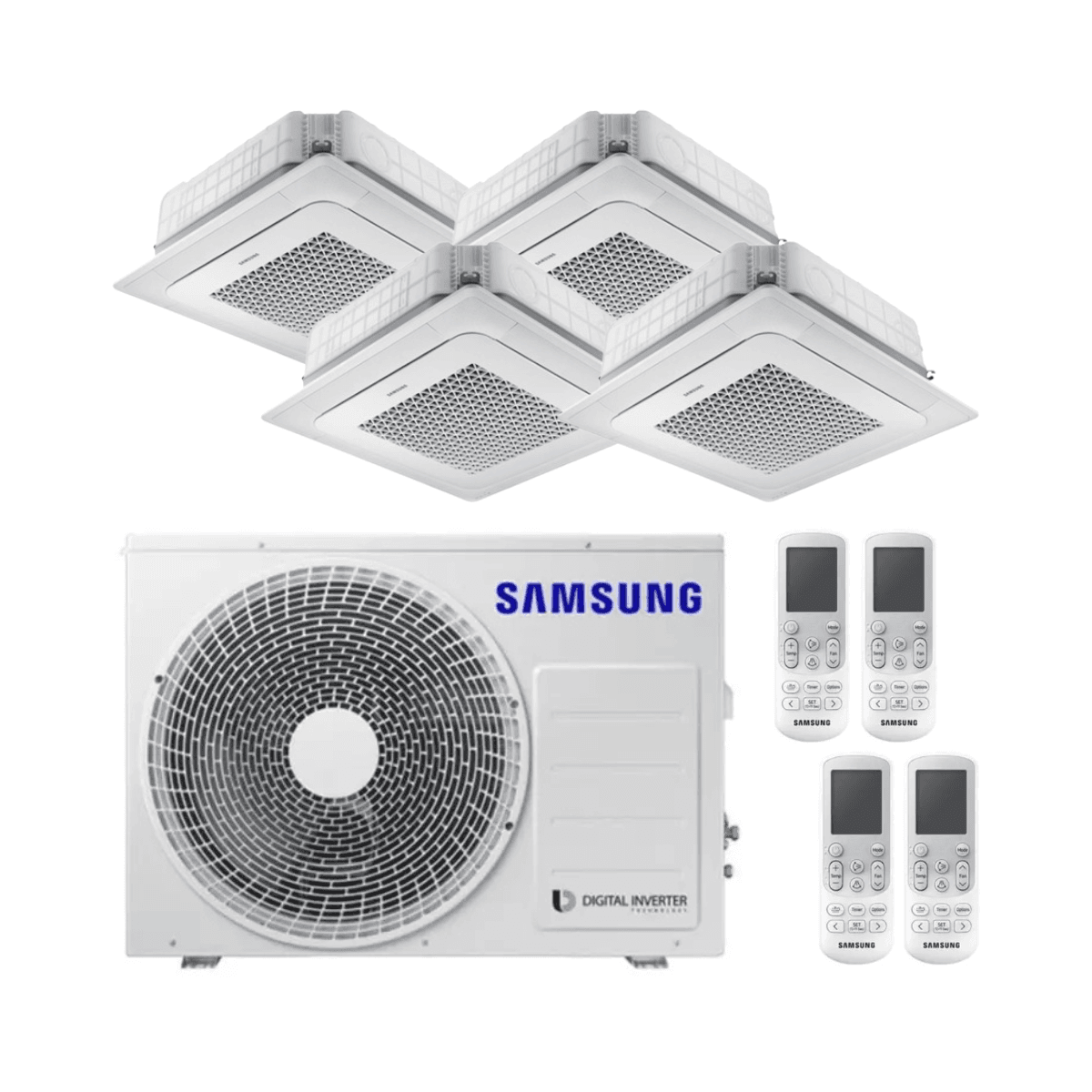Climatiseur cassette 4x1 à 4 voies Samsung Mini WindFree 3,5 kW 12000 BTU avec la référence F-CSTMINI35R4 de la marque SAMSUNG