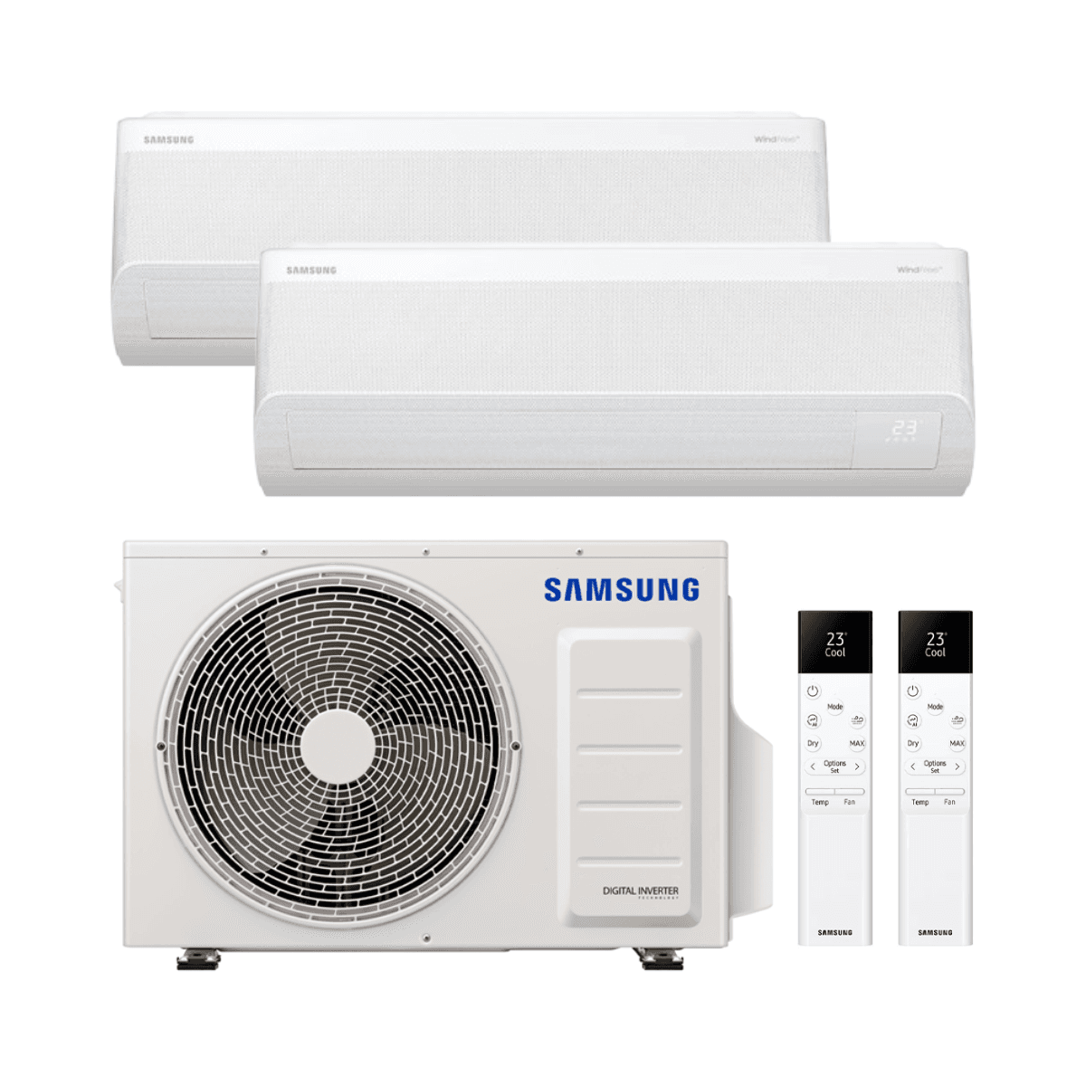 Climatiseur 2x1 avec wifi Samsung WindFree Comfort S2 2,5 kW + 3,5 kW avec la référence KITSAMWINDFREE09+12 de la marque SAMSUNG