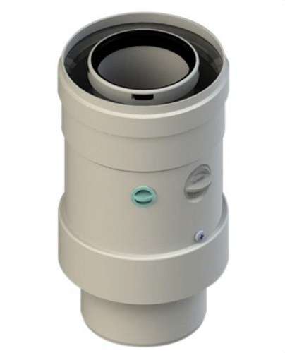 Sortie coaxiale verticale compatible avec chaudières Intergas 60/100mm PP/Acier blanc avec la référence 610CVINTP15 de la marque FIG