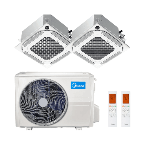 Climatiseur cassette 2-en-1 Midea Breezeless 360º 2,0 kW 7000 BTU avec la référence MCA4U-07NX(2)M2O-14N8 de la marque MIDEA