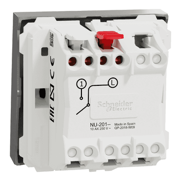 Interrupteur 2 modules aluminium New Unica Studio avec la référence NU320130 de la marque SCHNEIDER ELECTRIC