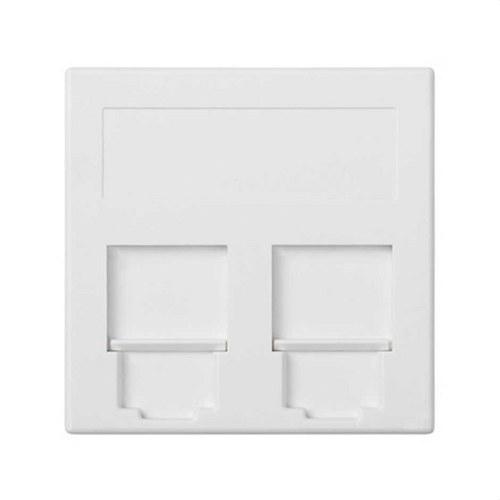 Plaque de voix et données plate avec cache-poussière 1 élément pour 2 RJ45 compatibilité autres fabricants blanc Simon 500 Cima avec la référence 50000089-030 de la marque SIMON