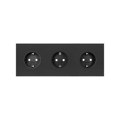Kit frontal pour 3 éléments avec 3 prises schuko noir mat Simon 100 avec la référence 10020302-238 de la marque SIMON